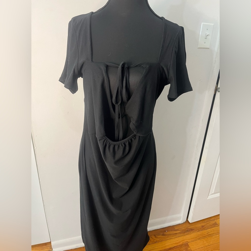 PrettyLittleThing Black Midi Dress